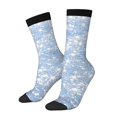 thumbnail image 2 of Uemuo White Bule Glitter Pattern Women's Crew Socks, Soft Durable Breathable Moisture-Wicking with Odor Control Cotton socks, 2 of 9