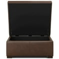 thumbnail image 4 of Gabbie 36 inch Wide Square Coffee Table Storage Ottoman in Distressed Chestnut Brown Vegan Leather, 4 of 9