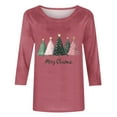 thumbnail image 4 of asdoklhq Christmas Pullover Sweaters for Women's Christmas Printed Round Neck 3/4 Sleeve T-shirt Loose Top Long Sleeve Round Neck Top/Shirt Pink 4X, 4 of 5