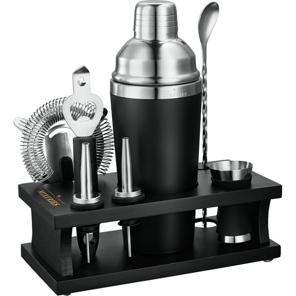 Excellent Grip Mixology Bartender Kit - Drink Mixer Set with All Essential Bar Accessories - Premium Bar Tool Set for The Ultimate Home Bar Experience, Housewarming Gifts New Home Black