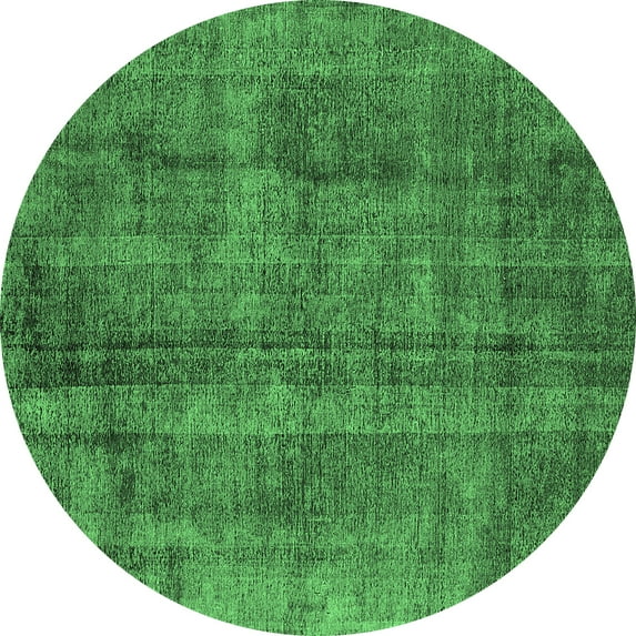 Ahgly Company Indoor Round Oriental Emerald Green Industrial Area Rugs, 5' Round