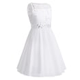 thumbnail image 3 of Vxuxlje Kids Flower Girls Dresses Wedding Lace Chiffon Sleeveless Bridesmaid Dress Princess Prom Ball Ivory 14, 3 of 7