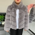 thumbnail image 5 of Abrigo de piel sintética para mujer, chaqueta mullida con cuello cuadrado, cálida, a la moda, para invierno, 5 of 5