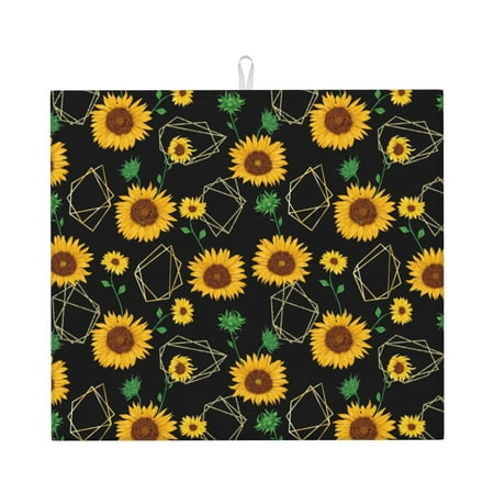 

Goofa Dish Drying Mat Super Absorbent Drying Mat Large Dish Drying Mats for Kitchen Counter Easy Clean Dish Mat Kitchen Drying Mat 16 x 18 ( Sunflowers3 )