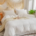 thumbnail image 5 of Move Over White Macrame Tassel Bedding Sets Queen Boho Chic Washed Microfiber Tassel Patern Duvet Cover No Filling, 5 of 8