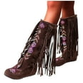 thumbnail image 6 of NOKIO Women'S Suede Knee High Boots Woman Style Women Heels Fringe Flock Chinese Boots Boots High Long Flat Tassel Nation Leather Fashion Knee Women's Boots Women'S Knee High Lace-Up Field Boots, 6 of 6