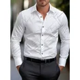 thumbnail image 5 of Camisa de traje rosa negra blanca casual al aire libre color sólido a rayas cómoda suave solapa tops de hombre oficina talla grande 2024, 5 of 5