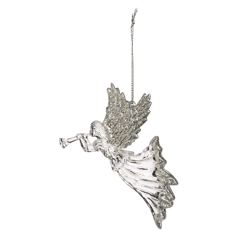 Clear Plastic Glittered Angel Ornaments Home Decor 12 Pieces