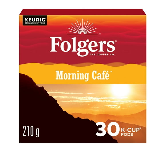 Folgers Morning Café K-Cup Coffee Pods 30 Count, Made from Pure 100% Coffee.