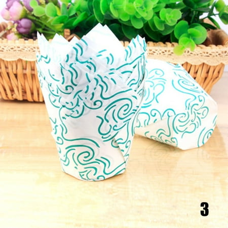 

HXAZGSJA 50pcs Tulip Baking Paper Cups Cupcake Muffin Liners Wrappers Baking Cups Muffin Treat Cup Wedding(Green Cloud)