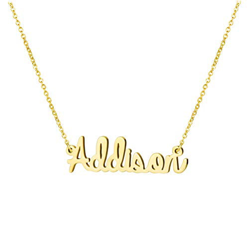 Yiyang Personalized Name Necklace 18K Gold Plated Stainless Steel Pendant Jewelry Birthday Gift for Girls