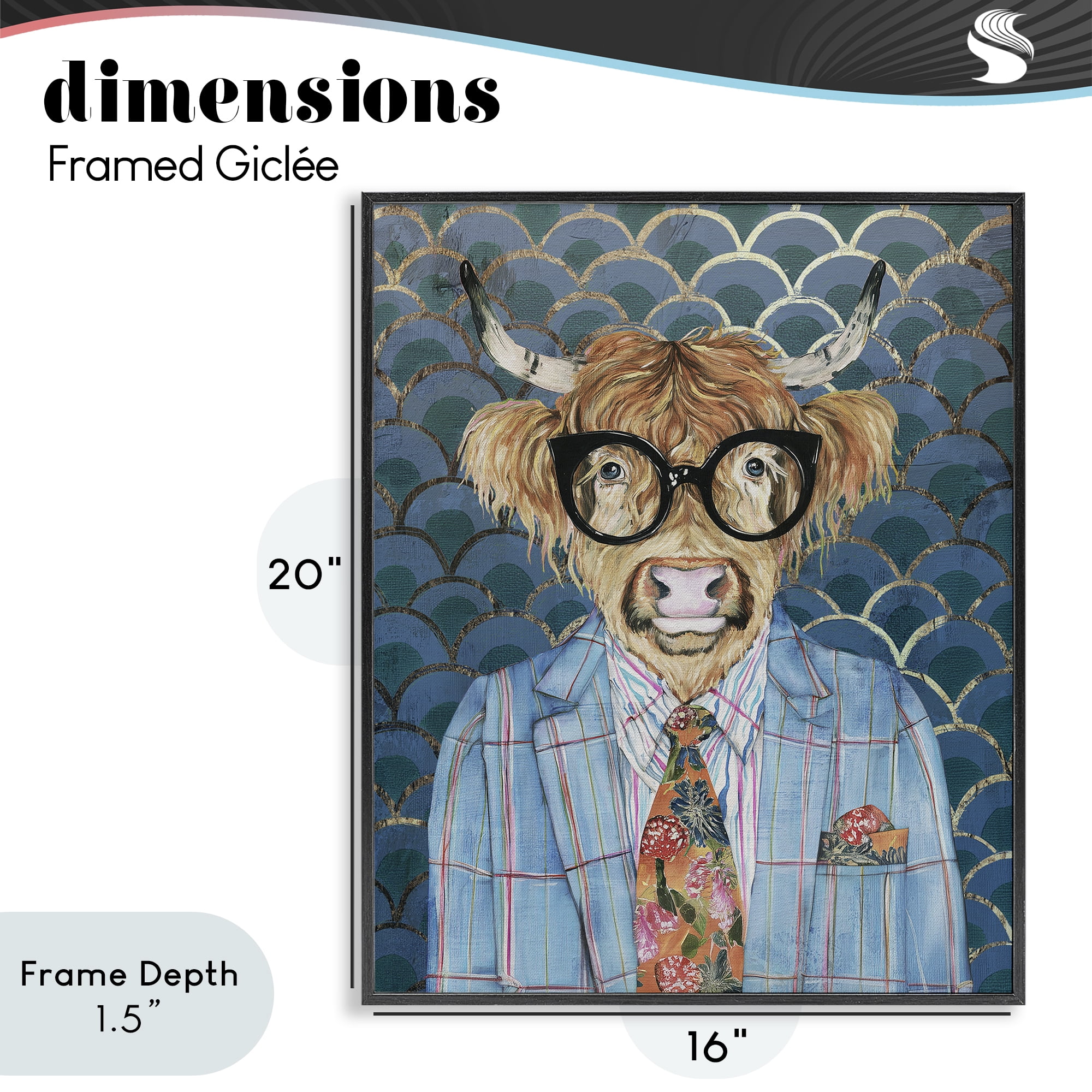 Stupell Industries Cool Highlander Portrait Black Framed Giclee Art, design by Svetlana Aleynikova