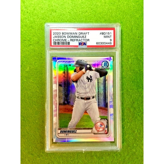 Jasson Dominguez CHROME REFRACTOR ROOKIE CARD PSA 9 YANKEES RC 2020 Bowman Draft