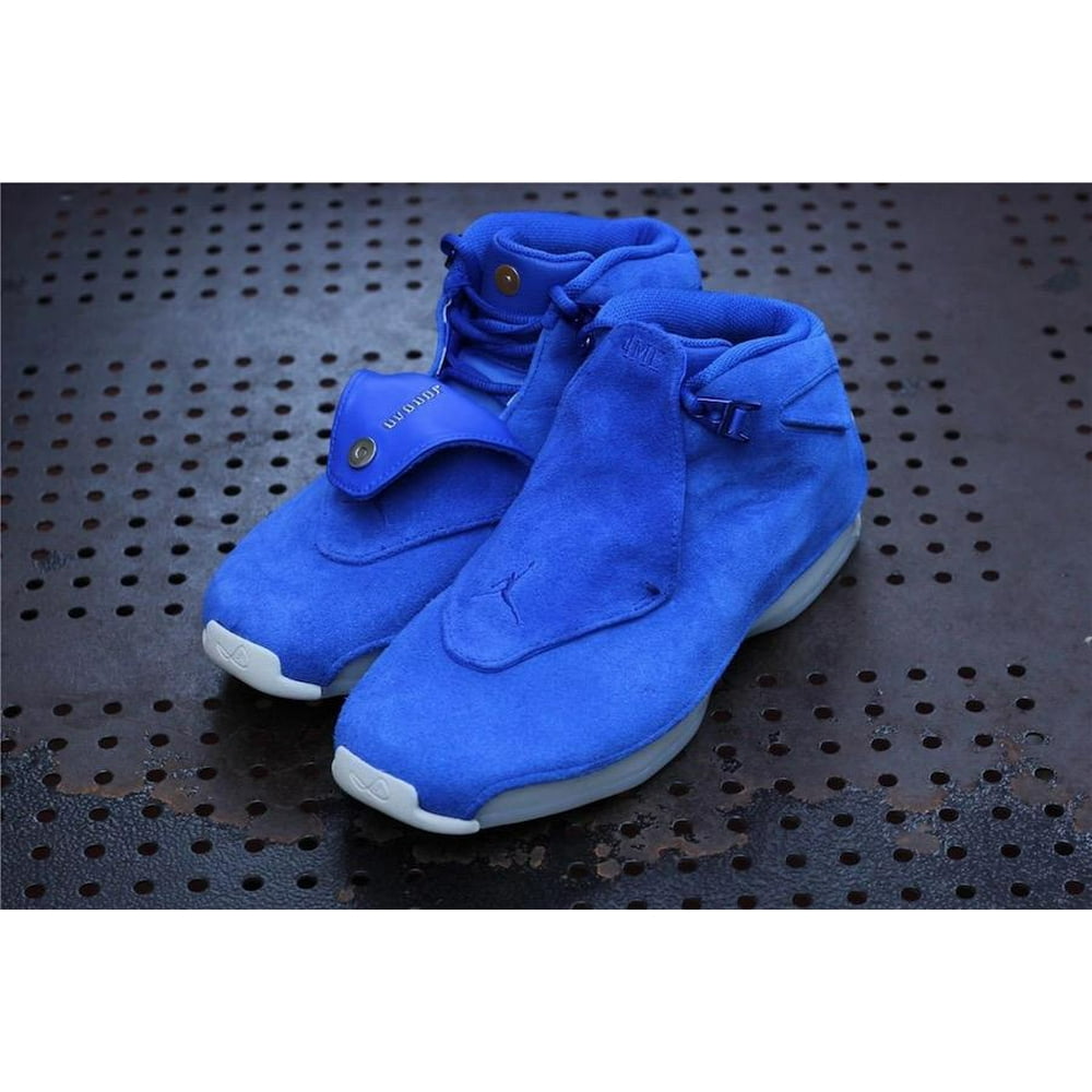 Mens Air Jordan XVIII 18 Retro Suede Racer Blue Sail AA2494401