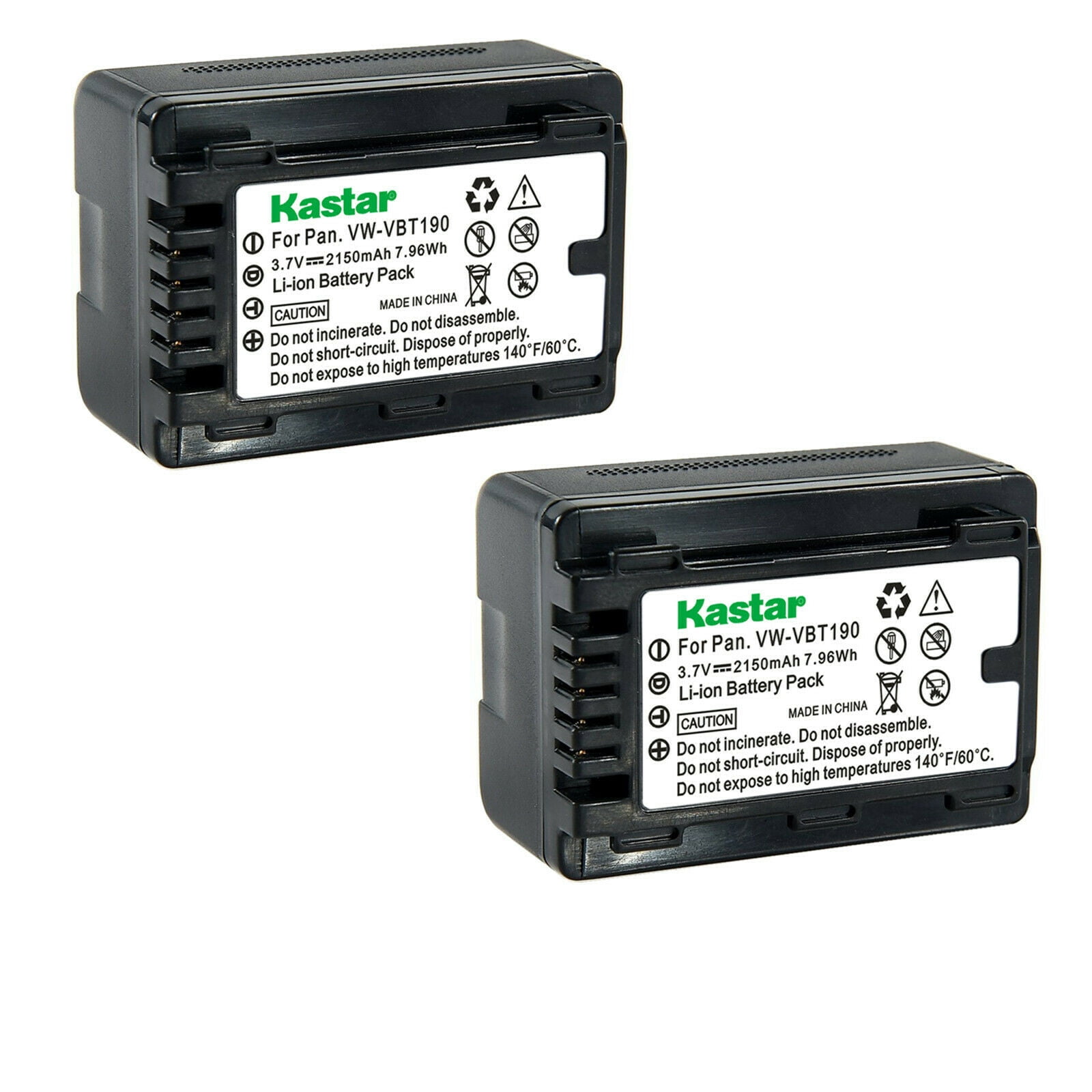 Kastar 2 Pack Battery VW VBT Replacement for Panasonic HC V