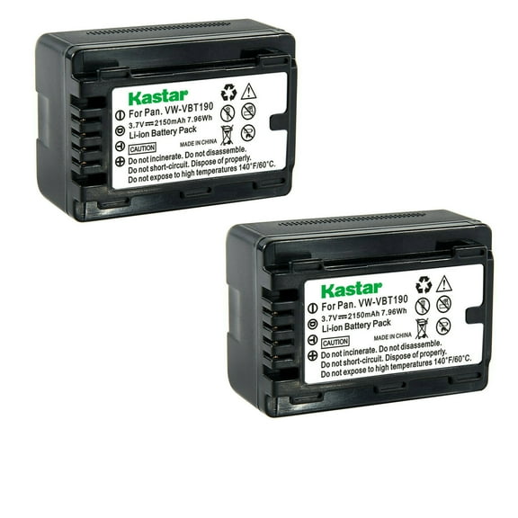 Kastar 2-Pack Battery VW-VBT190 Replacement for Panasonic HC-V520M, HC-V520GK, HC-V520MGK, HC-V520K, HC-V550, HC-V550M, HC-V550K, HC-V620M, HC-V710, HC-V720, HC-V720M, HC-V720GK Camera