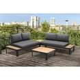 thumbnail image 6 of Portals Outdoor 4 Piece Sofa set in Black Finish with Natural Teak Wood Top Accent, 6 of 6