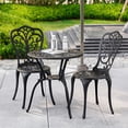 thumbnail image 4 of Withniture 3pcs Outdoor Bistro Set, Cast Aluminum Patio Dining Table and Chairs with 2" Umbrella Hole，for Front Porch, Garden Black, 4 of 13