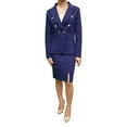thumbnail image 4 of Womens Double Breasted Gold Button Front Blazer (Navy,Medium), 4 of 8