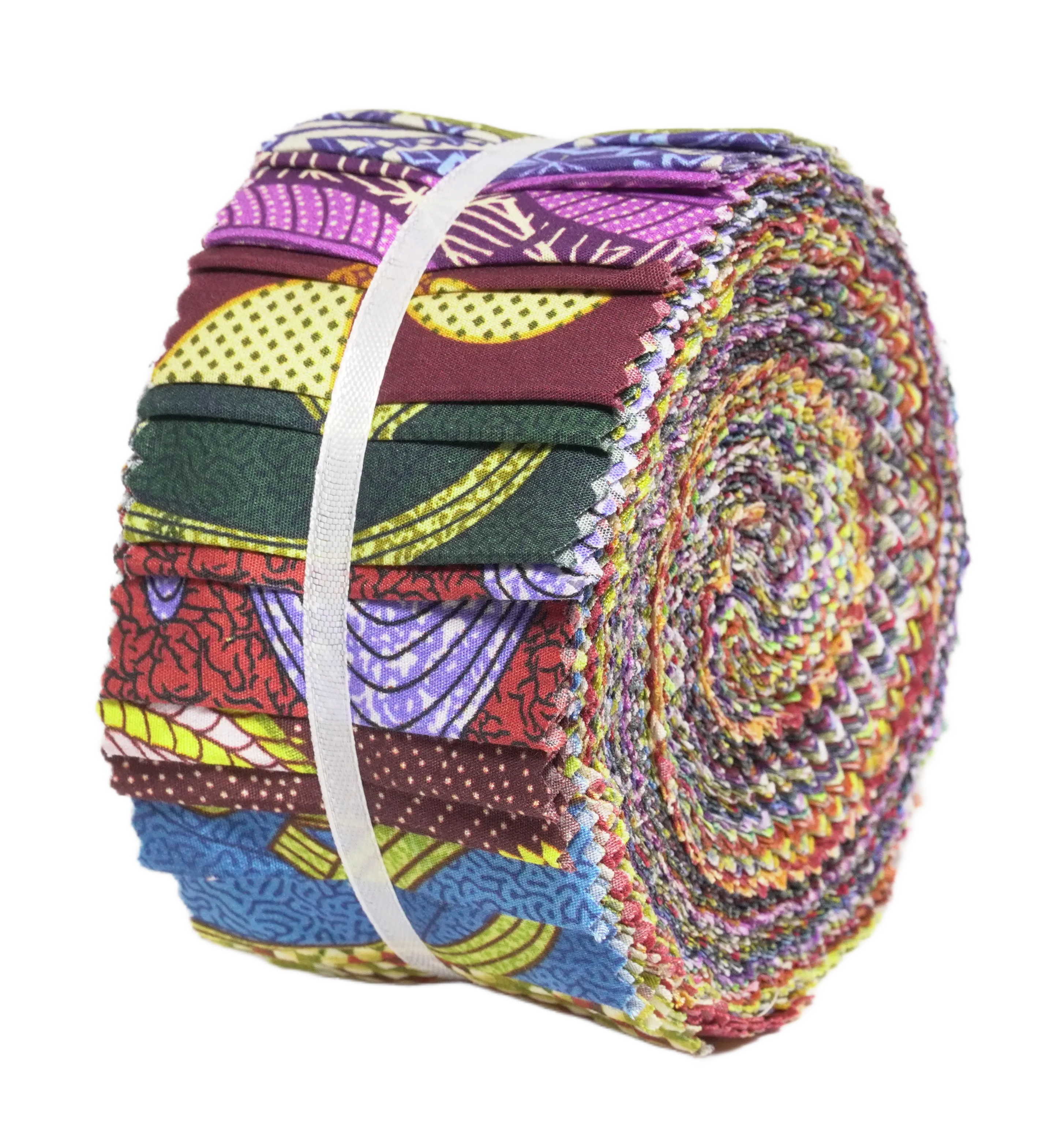 Soimoi 40Pcs African Floral Print Precut Fabrics Strips Roll Up 2.5x42inches Cotton Jelly Rolls for Quilting