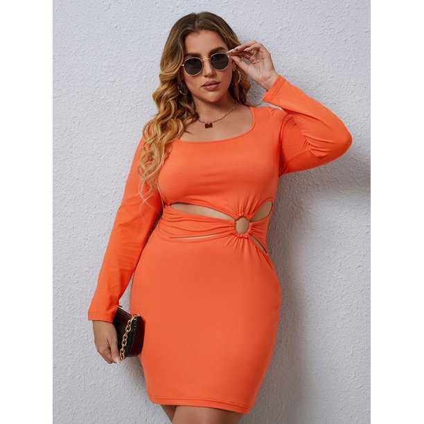 Women S Plus O Ring Cut Out Bodycon Dress f Walmart Com