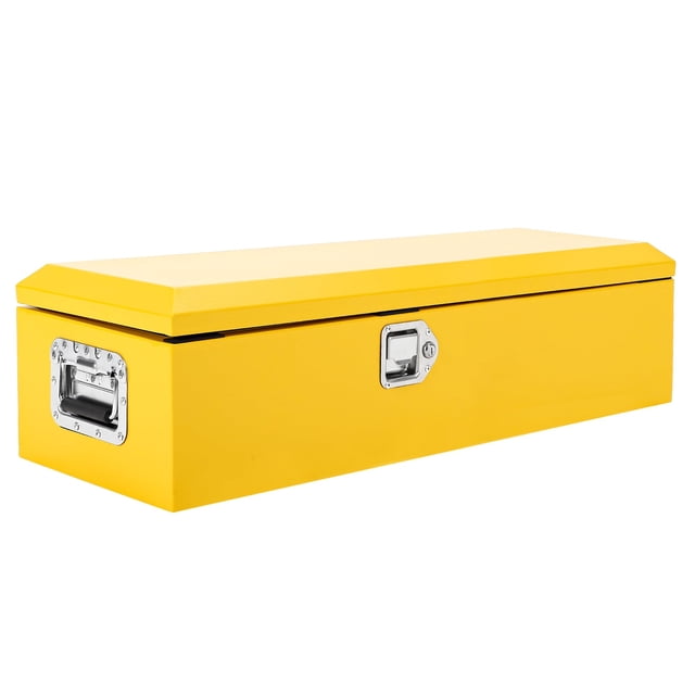 GloryStar Durable Metal Truck Tool Box, Heavy Duty Steel Diamond Plate Organizer with Lock and Side Handle for RV, Trailer, and Pickup