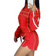 thumbnail image 4 of Womens Tracksuit 2 Piece Sets,Zip Up Cropped Jacket with High Waist Shorts,Long Sleeve Athletic Sweatsuits,Casual Summer Outfits for Workout Travel Red M, 4 of 9