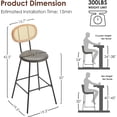 thumbnail image 2 of Jaxsen Faux Leather Indoor Kitchen Dining Chairs Set of 2 with Rattan Backrest Modern Industrial Upholstered Chairs mid Century Metal Dining Chair Suitable for Dining Room Wine Bar Whiskey Brown,18", 2 of 8
