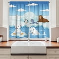thumbnail image 2 of Kids Curtains 2 Panels Set, Image of Arctics Animals Polar Bears Seal Penguins Wolfs Whales Work of Art, Window Drapes for Living Room Bedroom, 55W X 39L Inches, Sky Blue and White, by Ambesonne, 2 of 3
