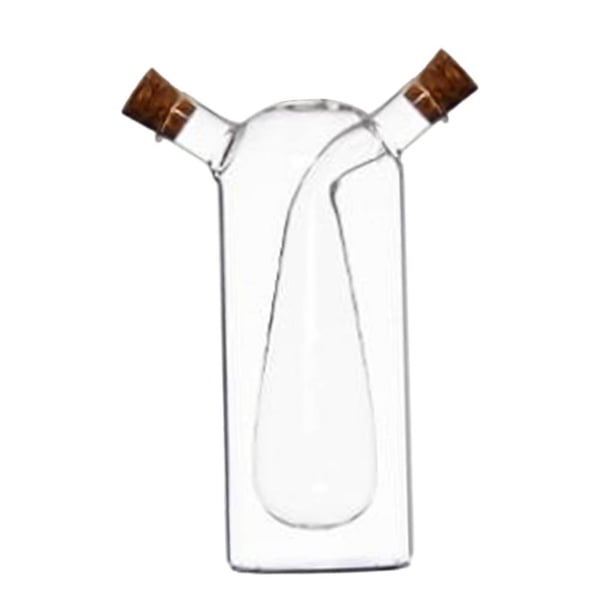 Dispensador de aceite de oliva y vinagre 2 en 1 transparente con doble vertedor y tapón de soja Estilo A