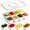 8 compartments1, variant on LAKNUY Divided Plastic Serving Tray with Lid & Handle, 4 Compartment Portable Snackle Box for Fruit, Candy, Veggies, Picnic & Party