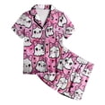thumbnail image 4 of Leey-World Fall Pajamas Cute And Fun Cartoon Print Short Sleeved And Shorts Set For Kid's Halloween Parties Pjs for Girls 2T 3T 4T 5T 6T 7T 8T, 4 of 5