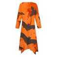 thumbnail image 5 of WXLWZYWL Womens Halloween Dress Shirt Womens Fall Dresses 2024 Long Sleeve Round Neck Casaul Dress Solid Color Loose Fit Midi Dress Shift Dress, 5 of 5