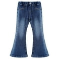 thumbnail image 3 of TiaoBug Kids Girls Denim Bell Bottom Trousers Slim Fit Flared Jeans Jeggings Elastic Waist Pants Blue 15-16, 3 of 7