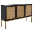 thumbnail image 2 of SAFAVIEH Zadie 2 Shelf Rattan Sideboard, Black With Natural Rattan/Gold Legs (54 in. W x 15 in. D x 33 in. H), 2 of 7