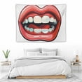 thumbnail image 3 of ONETECH  Lips Tapestry, Red Lipstick Open Mouth Tongue Out Funky 90s Style Retro Sensual Image, Wall Hanging for Bedroom Living Room Dorm, Scarlet Coral and Blush, 3 of 7