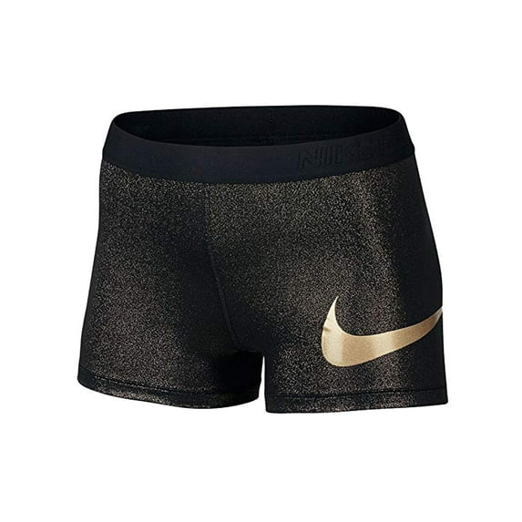 Nike Womens Pro Cool 3" Sparkle Glitter Shorts Gold/Silver New (Gold,M)
