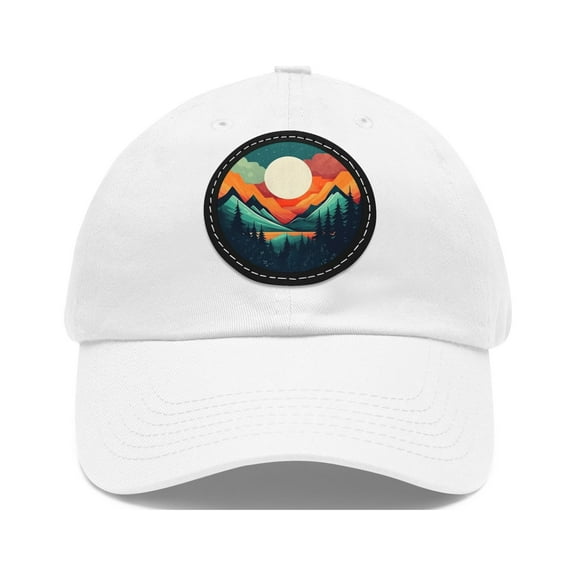 Mountain Logo Dad Hat Strap Back Circle Round Patch Adjustable Retro Colors