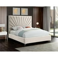 thumbnail image 3 of Pemberly Row Contemporary Solid Wood and Velvet King Bed in Cream, 3 of 10