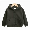 thumbnail image 2 of Staki Kids Girls Solid Jacket with Hood Toddler Outerwear Warm Autumn Winter Youth Coat 1-10Y(Black,7-8 Years), 2 of 9