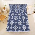 thumbnail image 5 of jejeloiu Aztec Geometric Queen Sheets For Men Women,Boho Diamond Queen Sheet Sets,Navy White,4-Piece,1 Flat Sheet, 1 Fitted Sheet and 2 Pillowcases, 5 of 6