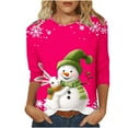 thumbnail image 2 of ZRGHAOYLQ 3/4 Sleeve Christmas Shirts Women White Christmas Snowman Print Shirts 2025 Crewneck Christmas Pullover Sweatshirt Long Sleeve Loose Shirts Tops for Christmas Gifts, 2 of 5
