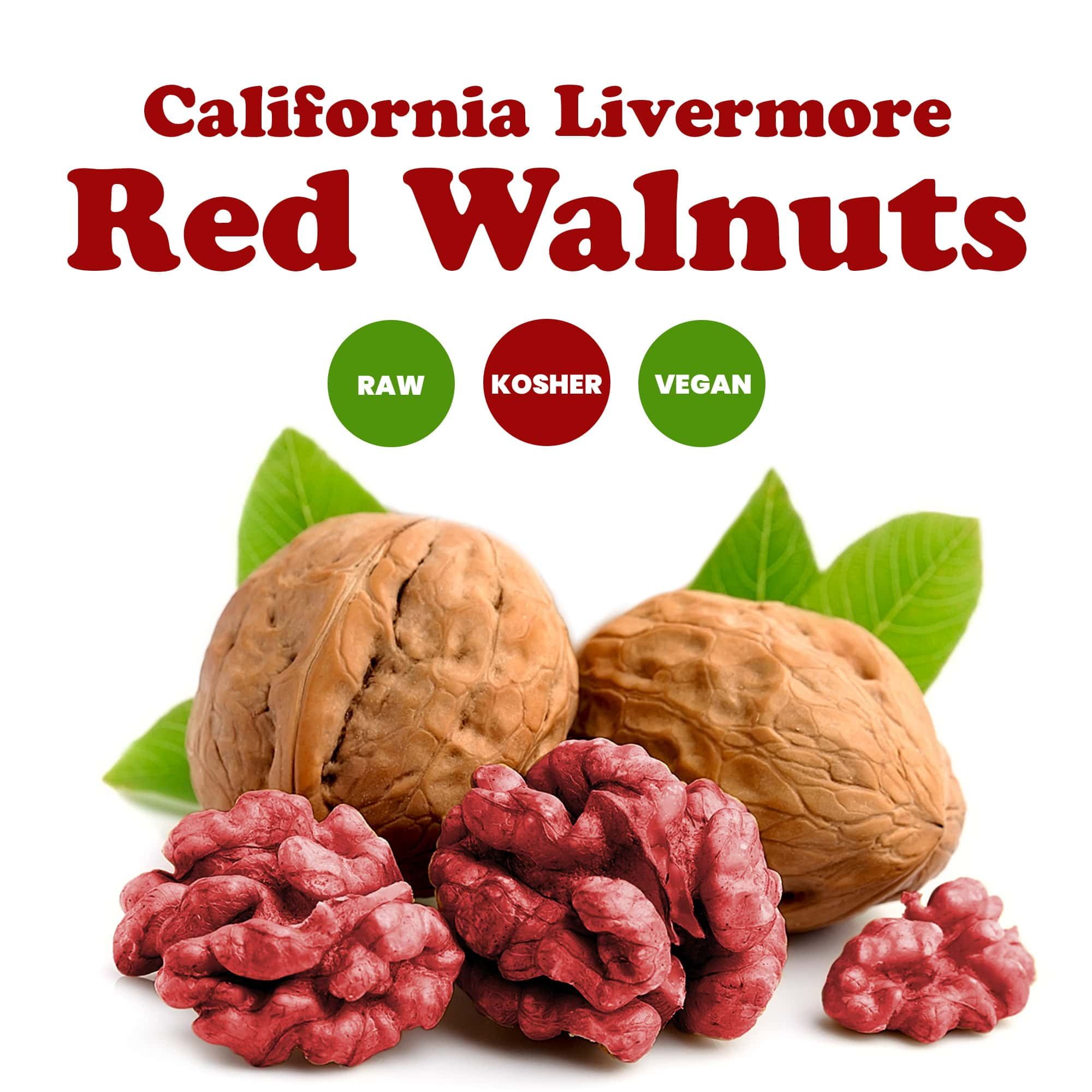 California Livermore Red Walnuts, 7.5 Pounds — Kosher, Raw, Vegan — by Food to Live