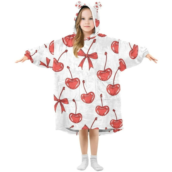 joogoo Wearable Blanket Hoodie for Cherry and Bows Oversized Sherpa Hooded 3-14 YR M