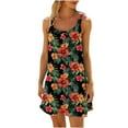 thumbnail image 3 of VBTAPA Sundresses for Women Tropical Print Sleeveless Pleated Mini Dress Hawaiian Beach Vacation Dresses Prime Sales Multicolor L, 3 of 7