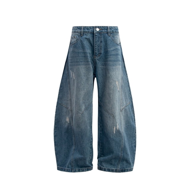 Pantalones vaqueros holgados for mujer y hombre, vaqueros de pierna de barril de cintura alta, pantalones vaqueros holgados informales, ropa de calle