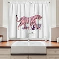 thumbnail image 2 of Ambesonne Tiger Kitchen Curtains, Wild Cat with Tropical Leaves, 55"x30", Pale Pink Dark Purple, 2 of 3