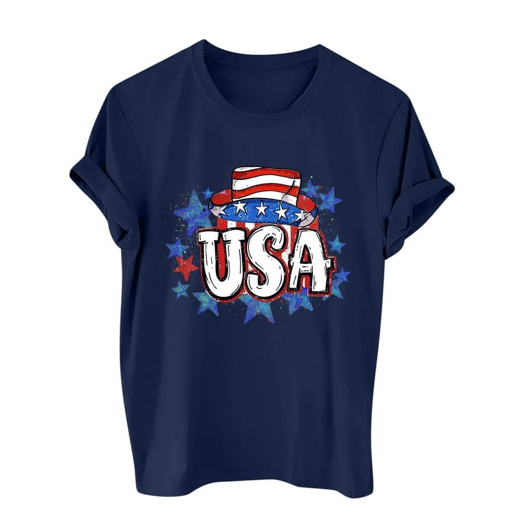 SOOMLON Patriotic Tshirts Shirts for Women Graphic American Flag