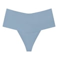 thumbnail image 3 of lnmuld Solid Laser Cut Seamless Mid Rise Women Bikini Briefs Ice Silk Smooth No Show Invisible Breathable Daily Panties Color:Blue,Size:M, 3 of 4