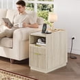 thumbnail image 5 of Laisnet Fluted End Table with Charging Station, 2 Drawers Narrow Side Table for Living Room, Wooden Bedside Table for Bedroom Small Space, Natural, 5 of 7